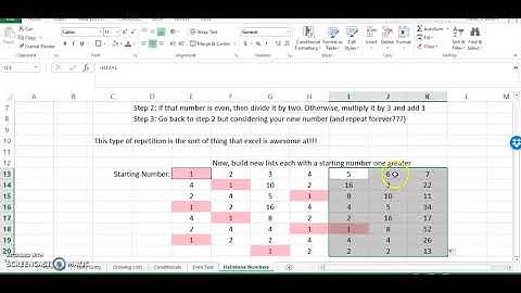 Hailstone Numbers in Excel