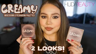 HUDA BEAUTY CREAMY OBSESSION PALETTES 🤎 2 LOOKS! | REVIEW & DEMO