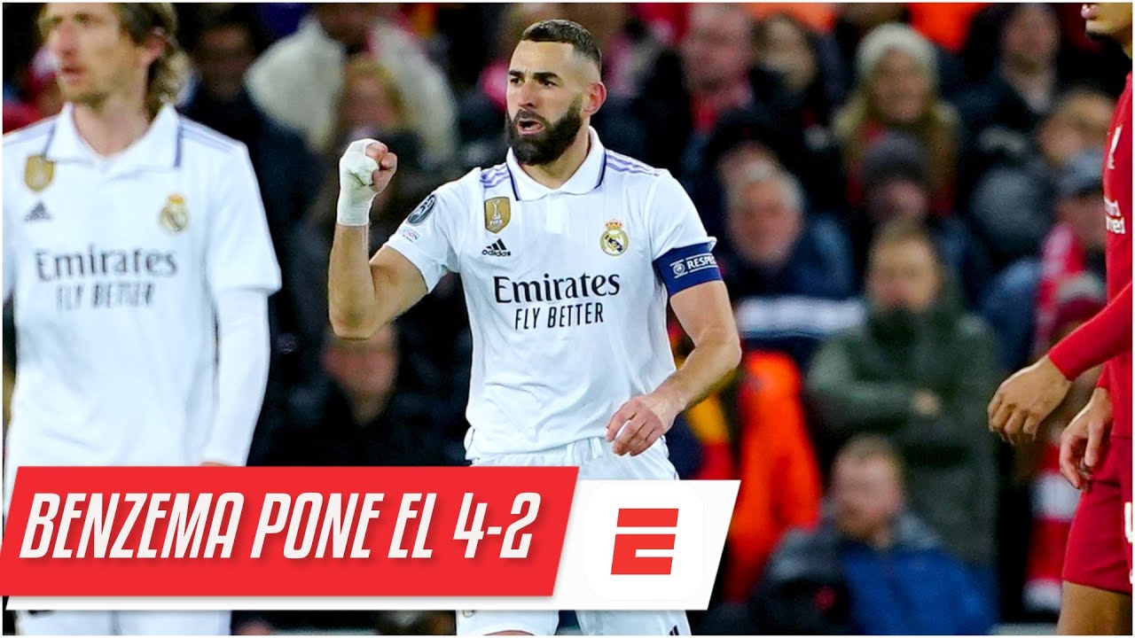 GOL DE BENZEMA y SIGUE LA FIESTA. REAL MADRID le gana 4-2 al LIVERPOOL ...