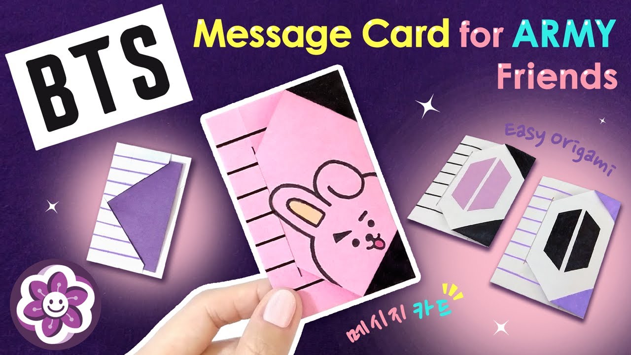BTS BT21 Origami MESSAGE CARD for ARMY friends 💌 | Origami paper card ...