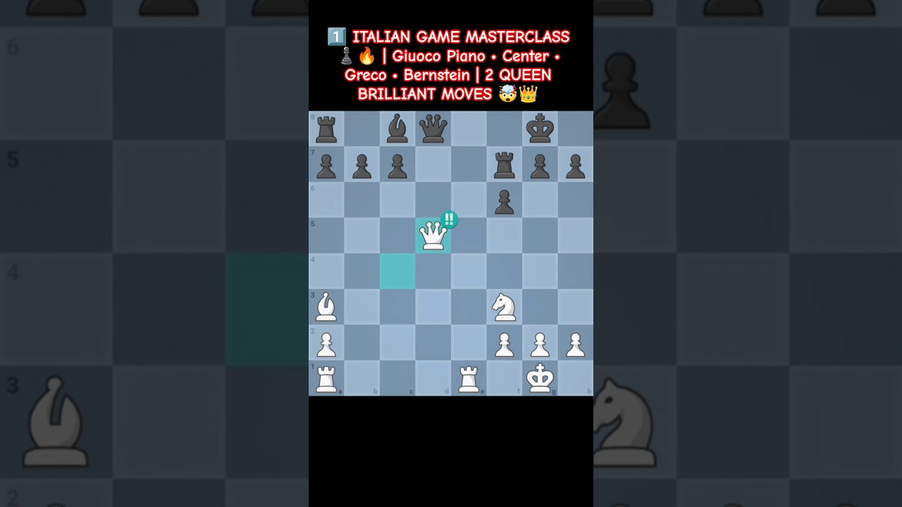 2 BRILLIANT QUEEN MOVES 🤯👑 | Italian Game &rarr; Giuoco Piano | Center Attack | Bernstein Variation♟️🔥