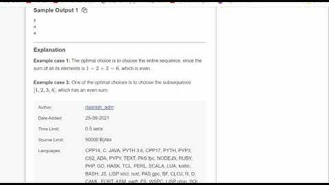 August lunchtime Maximum length even subarray! Code MXEVNSUB