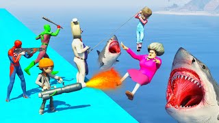 Scary Teacher 3D - Nick Pushes Miss'T team into a hungry Shark - Spiderman Vs Miss'T (Revenge Story)