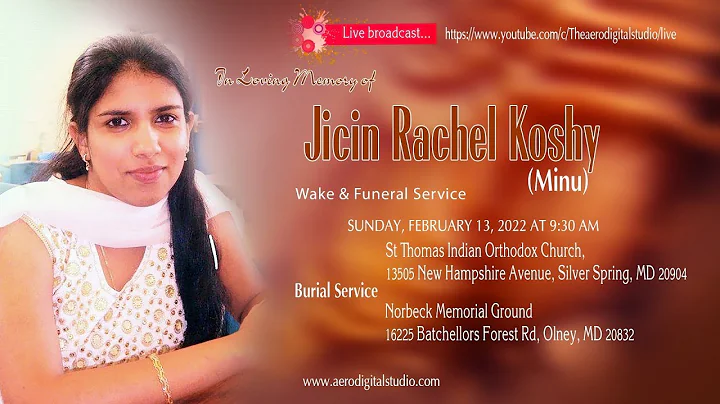 FUNERAL| JICIN RACHEL KOSHY(Minu)| Burial Service.