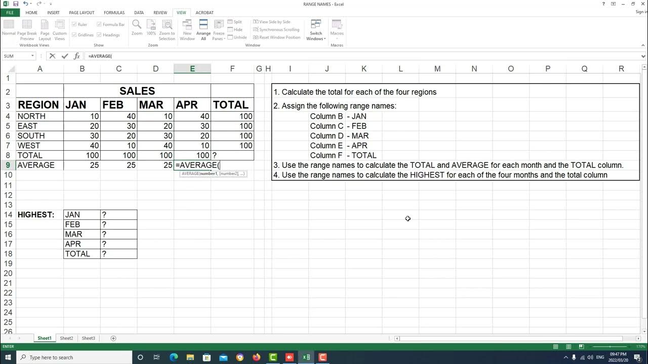 Computer Practice N6 - RANGE NAMES - YouTube