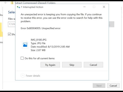 0x80004005 Unspecified ErrorFix ข้อผิดพลาดที่ไม่คาดคิดทำให้คุณไม่สามารถคัดลอกไฟล์ Windows 10