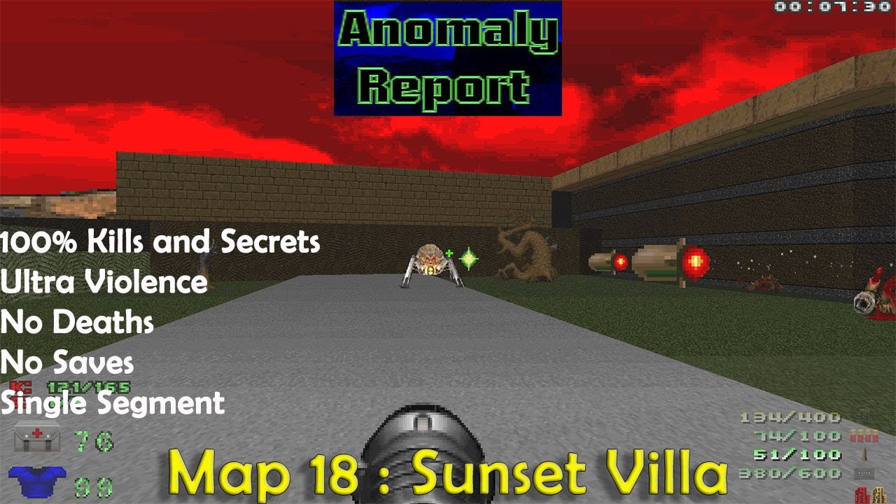 Doom 2 Anomaly Report Map 18 : Sunset Villa ( Ultra Violence 100% ...