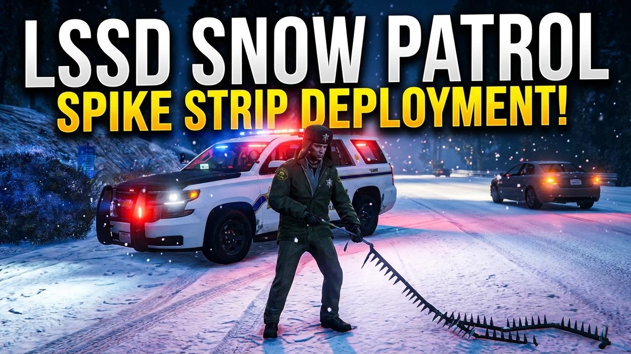LSSD Snow Patrol | Spike Strip Deployment | Assistance to Stranded Driver | Traffic Break | LSPDFR