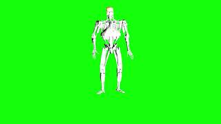 Terminator Style T-800 robot killing machine, standing up with green screen