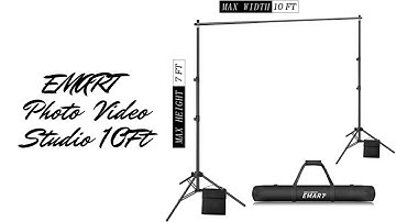 EMART Photo Video Studio 10Ft Adjustable Background Stand Backdrop Support System Kit with Carry Bag