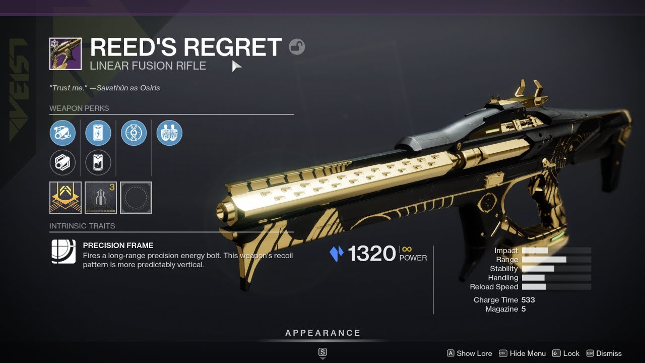 HOW TO GET REEDS REGRET DESTINY 2 YouTube