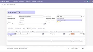 MRO Equipment Maintenance App Odoo
