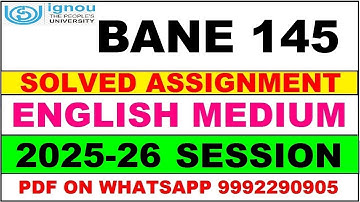 BANE 145 solved assignment 2025-26 in English || bane 145 solved assignment 2026 || bane145 2025-26