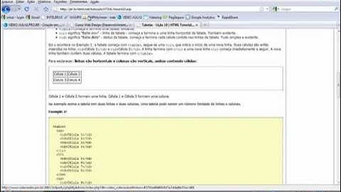 Curso Web Design - 09 # HTML - Table (rows, cols, cellpadding, cellspacing, border... - Parte 1