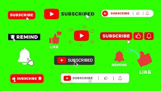 Top Free Like and Subscribe animations (green screen)