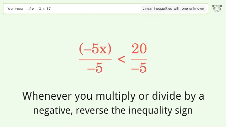 Solving Linear Inequalities: -5x-3 is Greater Than 17