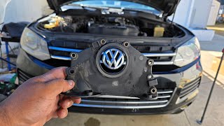 Volkswagen VR6 front main seal on a Touareg. Works for Passat,Atlas,R32,R36,Beetle,GTi,Jetta,AudiQ7