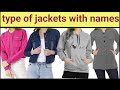 Different types of jackets with names and prices/buy now!