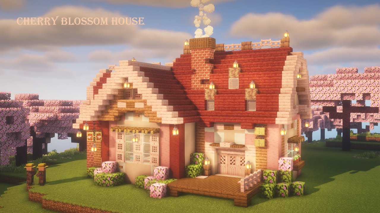 【マインクラフト】かわいい桜のお家の作り方[Minecraft][Cherry Blossom] - YouTube