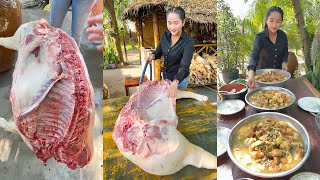 Yummy pig cooking recipe in countryside | Pork braised, Cooking with Sros