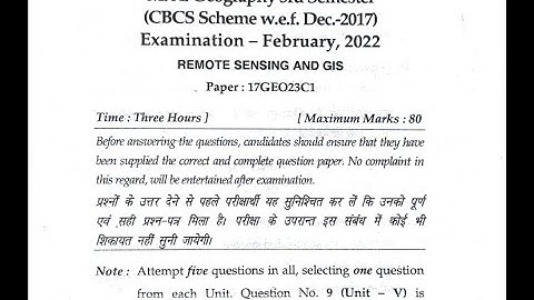 REMOTE SENSING AND GIS // M.A. Geography 3rd Sem Feb 2022 Previous Year Question Paper//MDU