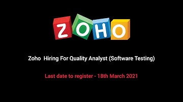 ZOHO Hiring for Quality Analyst (Software Testing) | Job Openings | Link in discription