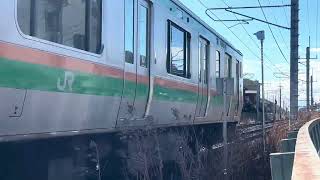 【警笛有】E231系1000番代ヤマU14編成＋E233系3000番代ヤマU630編成　JR宇都宮線1568E列車通過