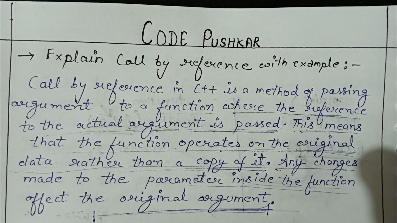 Explain Call By Reference | C++ | 2024 | Tutorials - YouTube