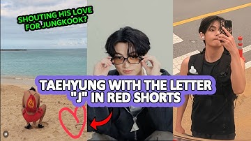 Taehyung with the letter J on red shorts 😱❤️ Is he shouting his love for Jungkook?!