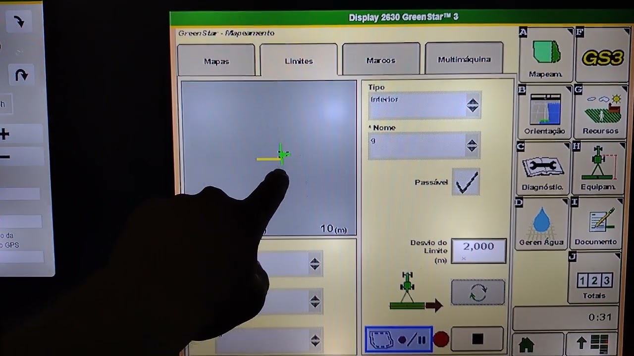Como apagar limites de talhão no monitor gs3 john Deere