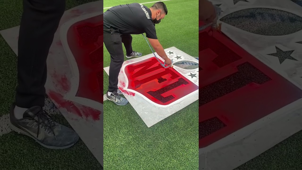 This is how a field gets painted for the Super Bowl. #superbowl #football #sports