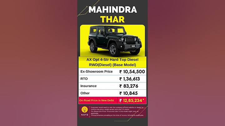 Mahindra THAR AX Opt 4 Str Hard Top Diesel RWD Base Model On Road Price June 2023 | CarLenaHai