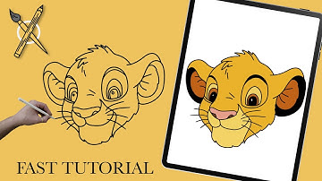HOW TO DRAW SIMBA FROM LION KING! EASY STEP BY STEP TUTORIAL! FAST SPEED DRAWING