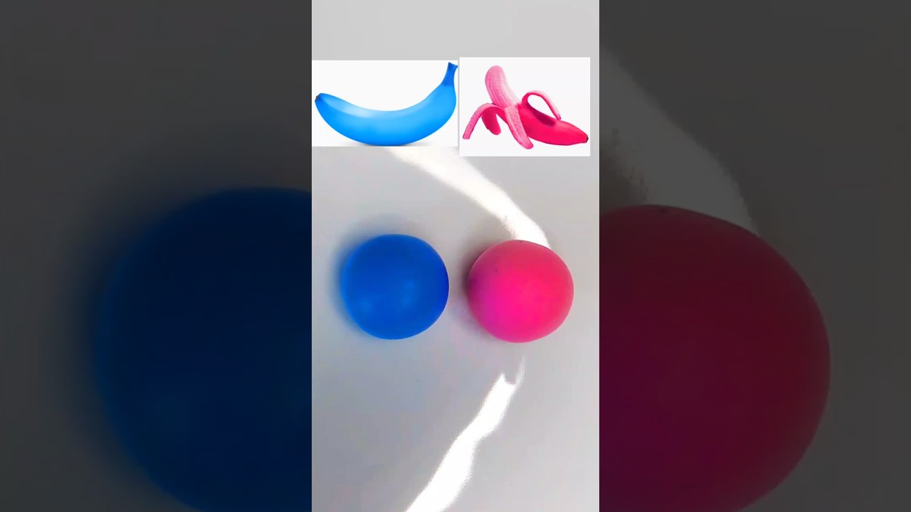 Blue vs pink bananas colour mixing 
