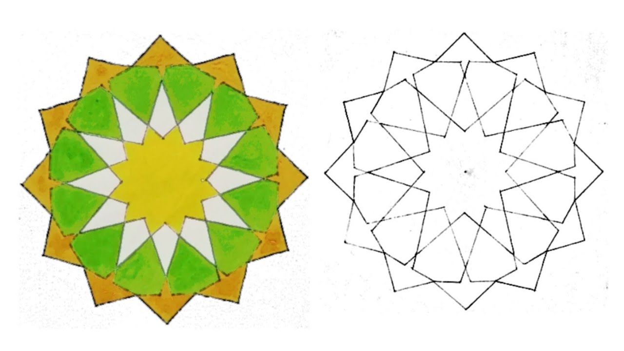 حرف ابداعية (١٦)  طريقة سهلة لرسم الزخرفة الإسلامية الهندسية  وحدة زخرفية   ISLAMIC GEOMETRIC