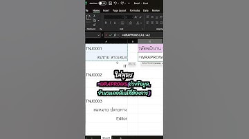 📗 เทคนิคการใช้งาน WRAPROWS แยกข้อมูลจากคอลัมน์เดียวให้เป็นหลายคอลัมน์ใน Excel #ExcelTips #TechNinja