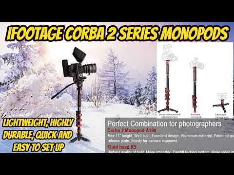 IFOOTAGE Video Monopod Professional 71 Aluminum Telescopic Monopods with Folding Three Feet Support Base Compatible for DSLR Camcorders