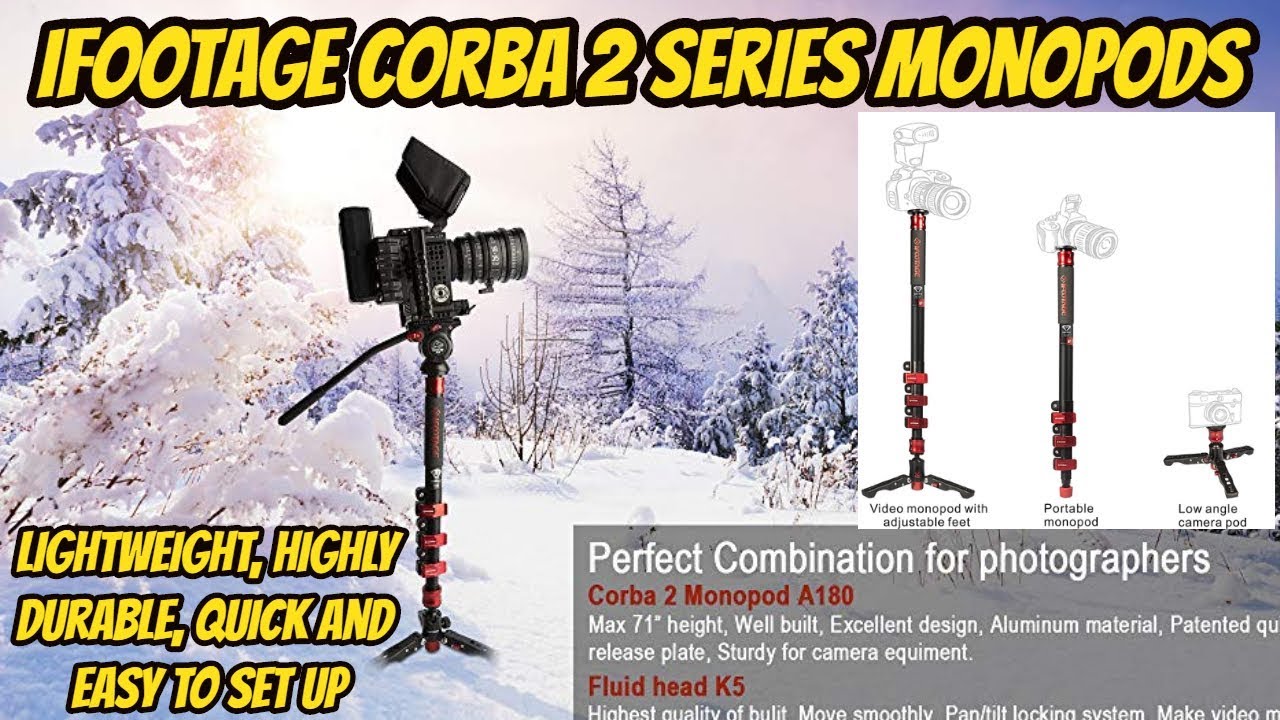 IFOOTAGE Video Monopod Professional 71 Aluminum Telescopic Monopods with Folding Three Feet Support Base Compatible for DSLR Camcorders