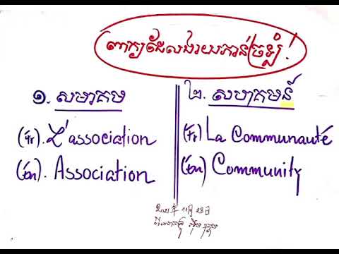 សមាគម Vs សហគមន៍|ASSOCIATION Vs COMMUNITY | L&rsquo;ASSOCIATION Vs LA COMMUNAUTÉ #imoudom #khmerspelling