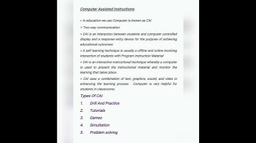Computer Assisted Instructions