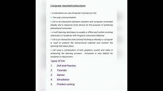 Computer Assisted Instructions