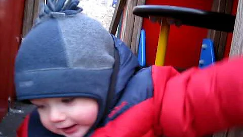 On the slides at the park