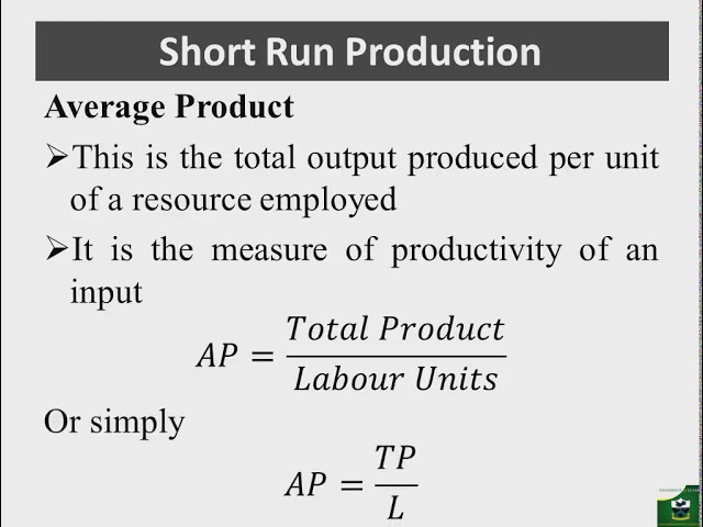 Theory of the Firm Part 2: Short run Production (TP, AP and MP) class=