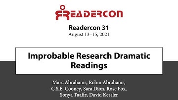 Readercon 31 - Improbable Research Dramatic Readings, Hosted by Marc Abrahams