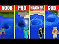 Minecraft Battle: WATER TUNNEL HOUSE BUILD CHALLENGE - NOOB vs PRO vs HACKER vs GOD / Animation HOLE