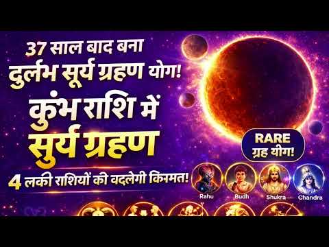 🔴 Surya Grahan 2026  कुंभ राशि में 37 साल बाद बना दुर्लभ संयोग  4 राशियों की चमकेगी किस्मत