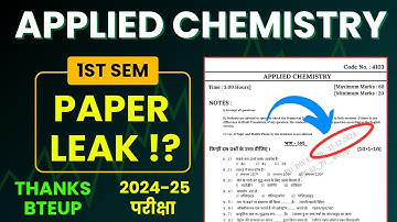 APPLIED CHEMISTRY 1ST SEMESTER POLYTECHNIC | PAPER 🔴 | APPLIED CHEMISTRY QUESTION PAPER 1ST SEMESTER