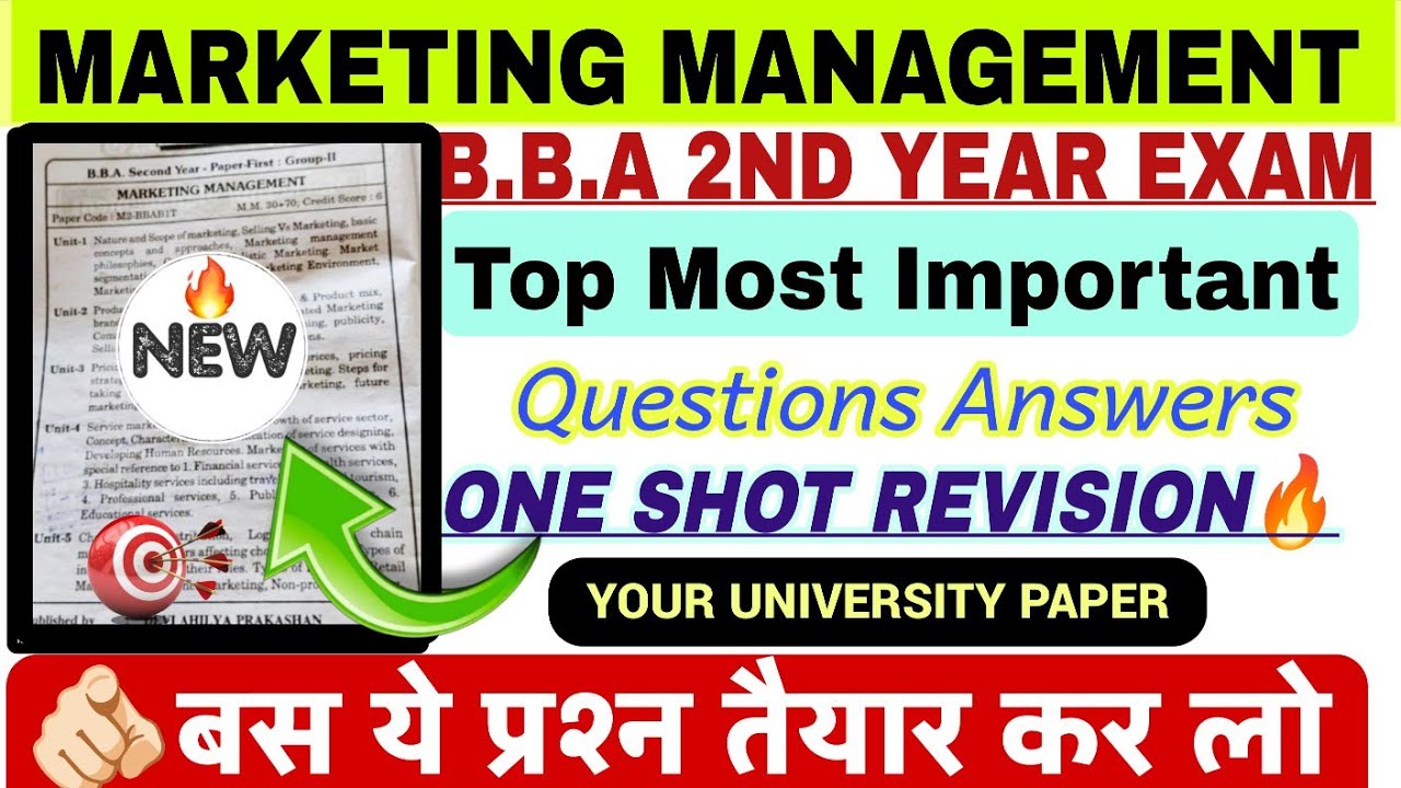 Marketing Management Important Questions Bba 2nd year 2026| Marketing ...
