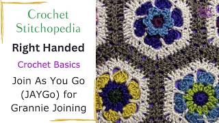 Right Handed: Join As You Go (JAYGo) for Joining Crochet Grannies || Jessie At Home® LLC