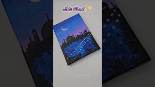 Magical Mosque Silhouette Painting Easy Night Sky Acrylic Painting Tutorial